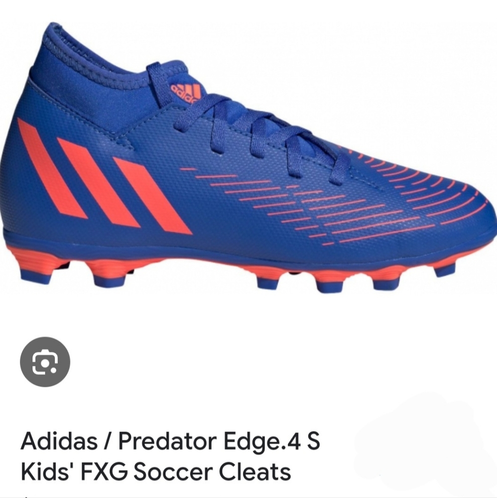 Adidas Predator Edge Kids FXG Soccer Cleats. Kids 2.5. Blue. Shin gaurd included